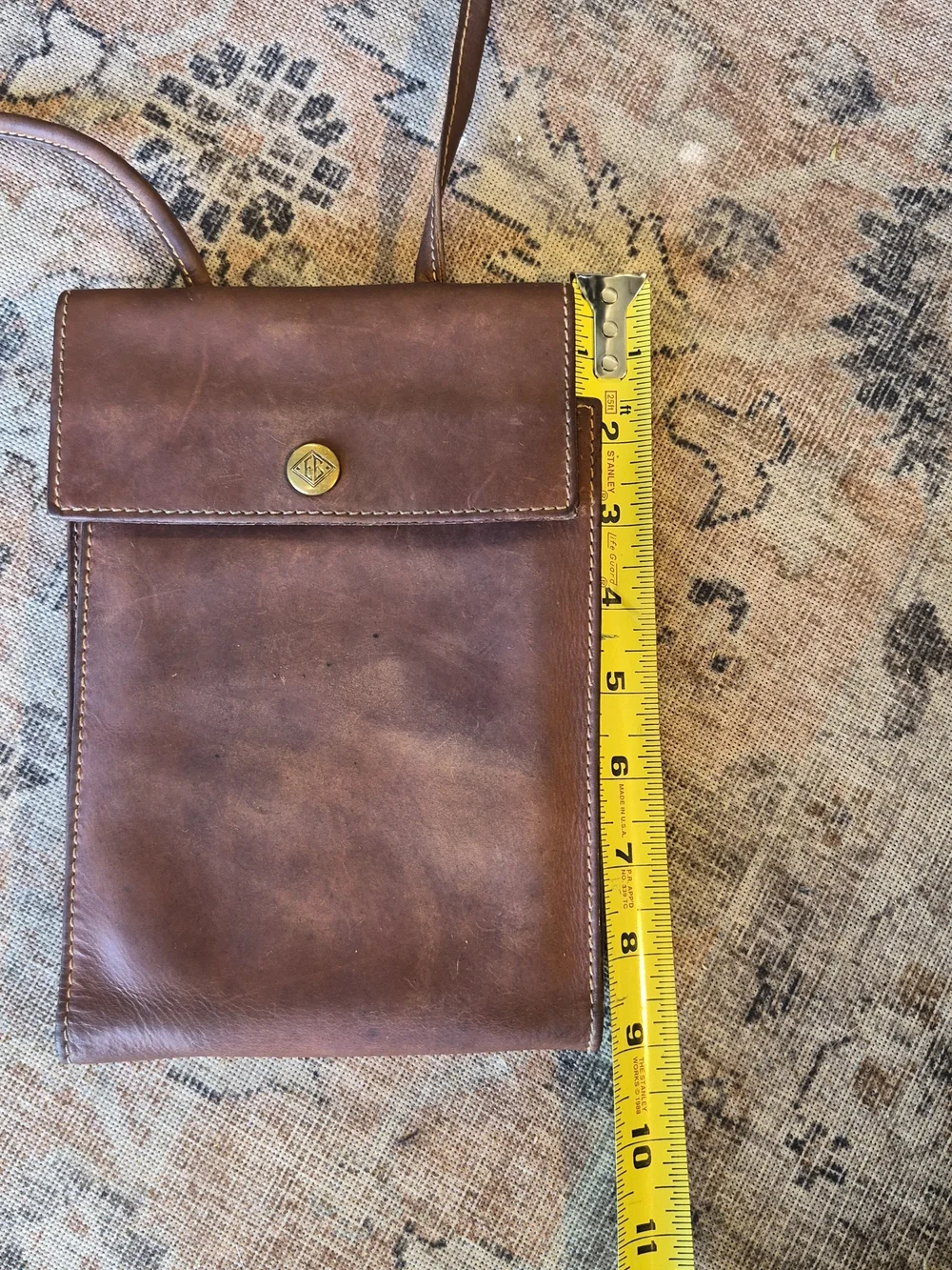 Classic Brown Leather Crossbody Phone Bag VINTAGE